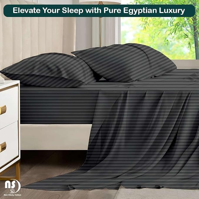 NON Sticky cotton Queen Size Sleeper Sofa Sheets, 4 Piece Egyptian Cotton Bed - Image 5
