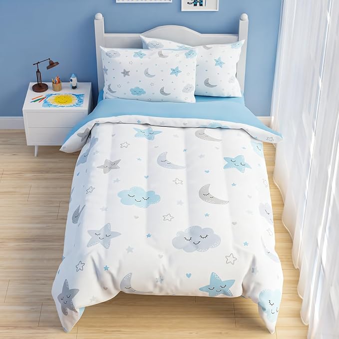 SANDJEST Star and Moon Comforter Set Twin Size 68x86in by SANDJEST
