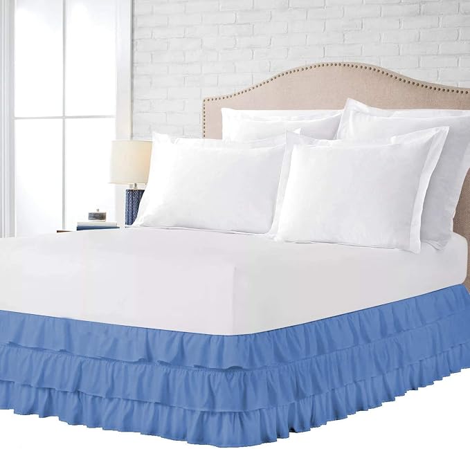Multi-Ruffle Bed Skirt, Soft Multi Elastic Dust Ruffles by Unknown