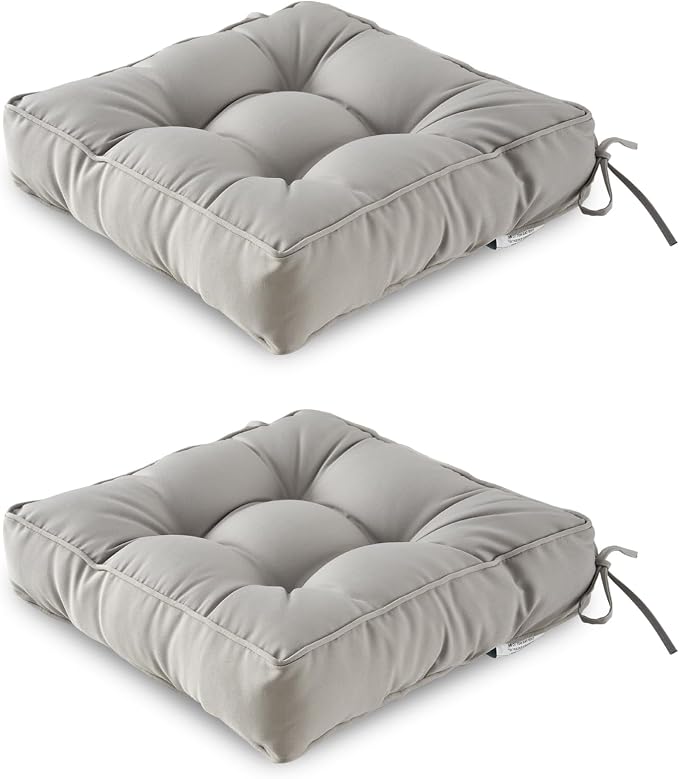 ARTPLAN Outdoor Seat Cushion, Square Thick Tufted Pure Chair Cushion by ARTPLAN