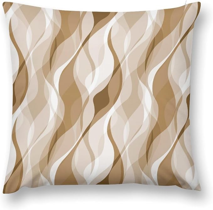 Cream Throw Pillow Covers Modern Abstract Cream and Grey Striped Decorations by MYS+QiQi