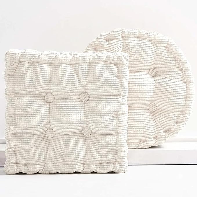 Meditation Floor Pillow Set of 2 Large Square and Round Floor Cushions by Gfobip