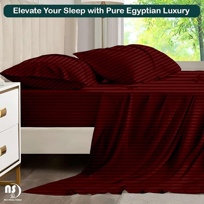 NON Sticky cotton Twin Size Sleeper Sofa Sheets, 4 Piece Egyptian Cotton Bed - Image 5