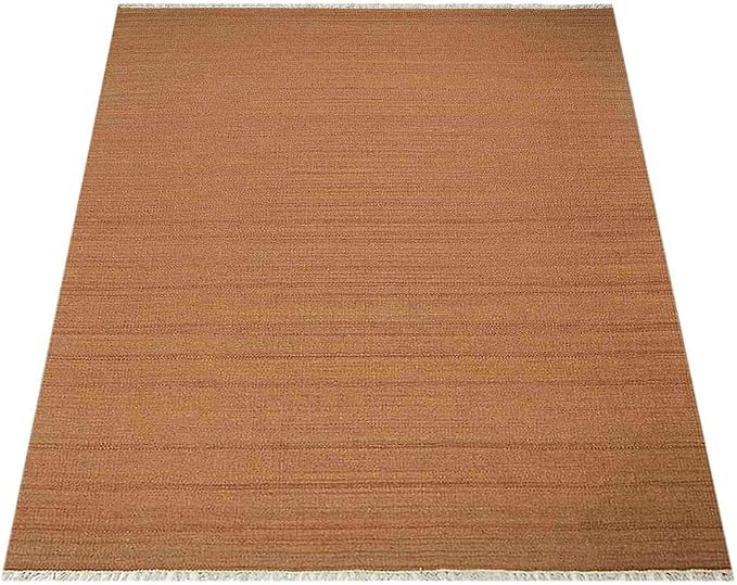 Rugsotic Carpets Hand Woven Flat Weave Kilim Wool 3'x5' Area Rug Solid Orange - Image 3