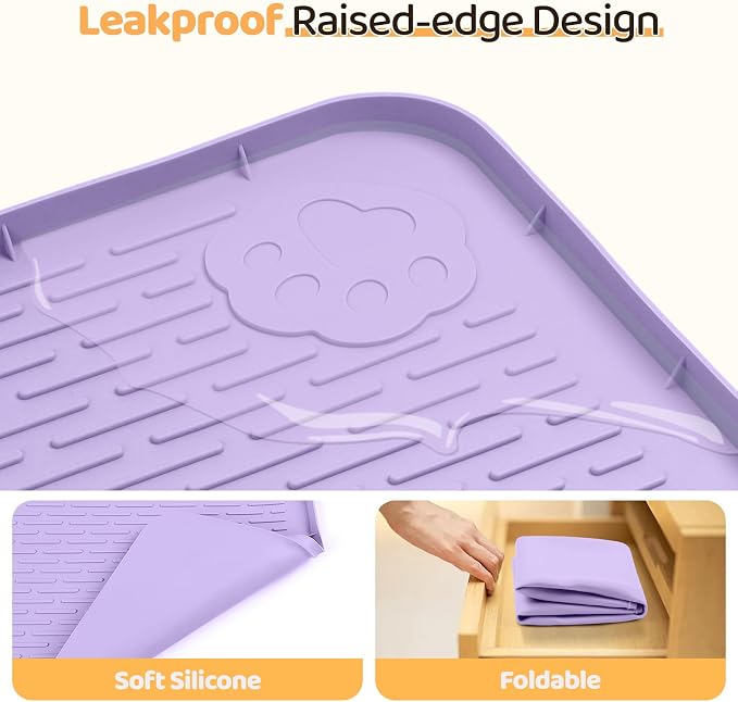 Dog Food Mat, Extra Large 34" x 22" Silicone Pet Feeding Mat - Image 3