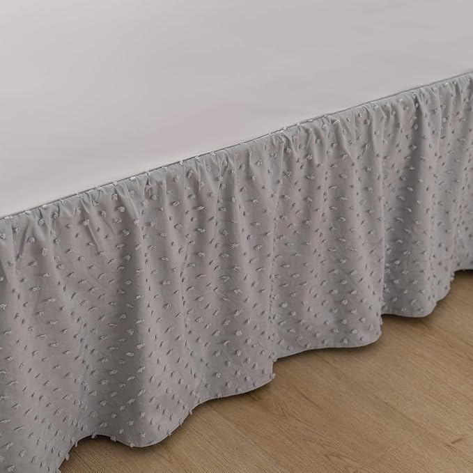 Tufted Dot Bed Skirt King Size Ruffled Bed Skirt - Image 6