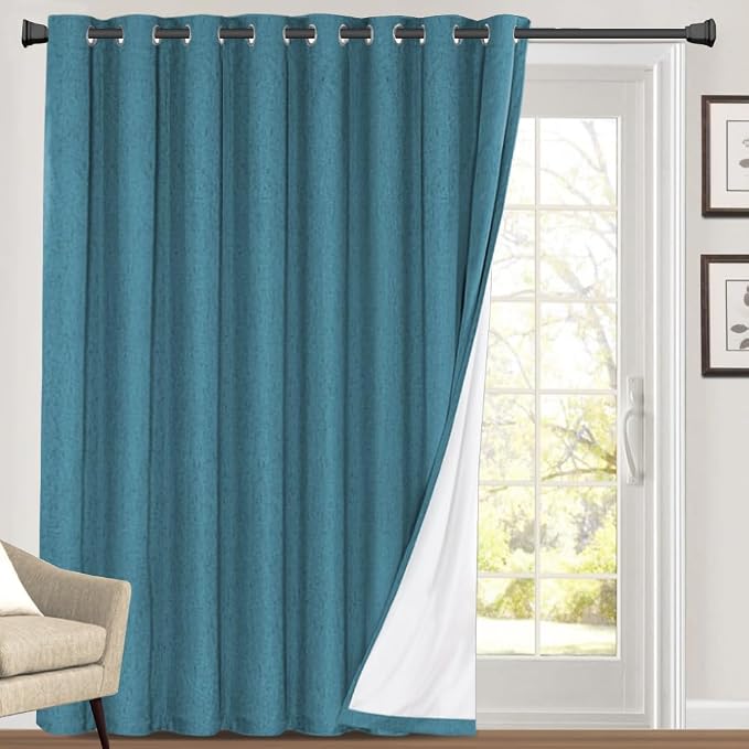 PrinceDeco 100% Linen Blackout Curtains Extra Wide Thermal Insulated Door by PrinceDeco