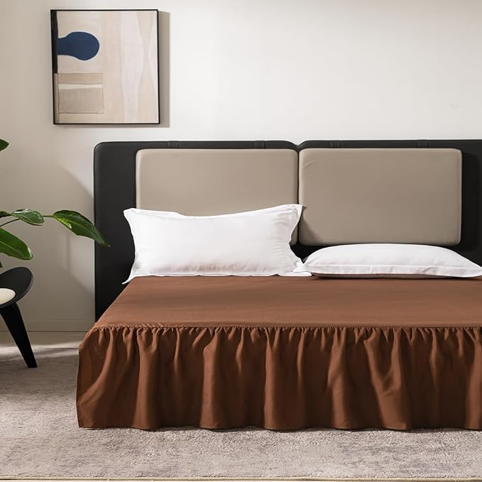 Brown Bed Skirt King Size Ruffled Bed Skirt - Image 2
