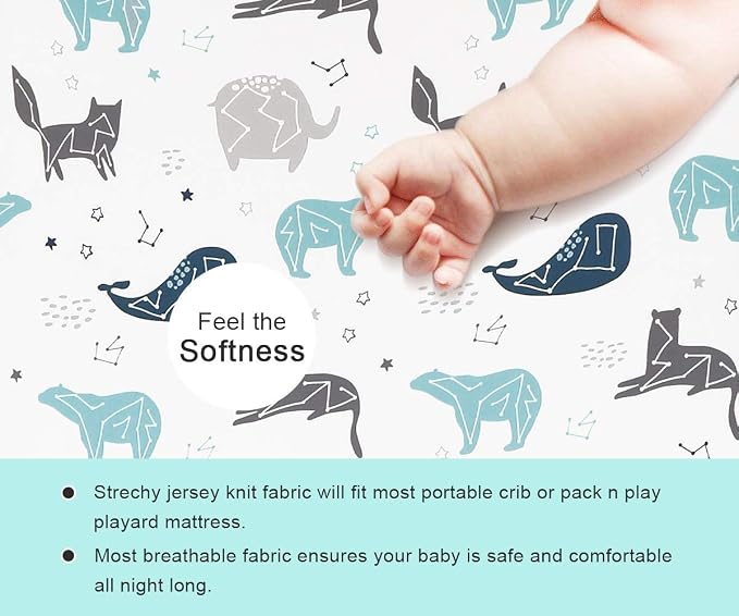 Pack n Play Stretchy Fitted Playard Sheet Set BROLEX 2 Pack Portable Mini Crib - Image 7