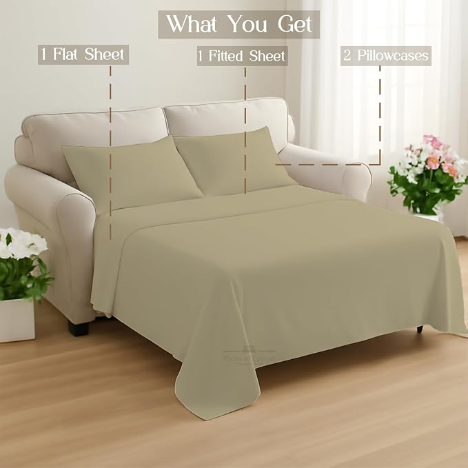 Sleeper Sofa 4 Piece Bed Sheet Set Premium Quality 100% Cotton 500 Thread Count - Image 8