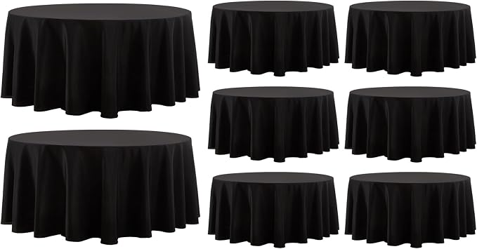 Round Tablecloth 8 Pack 108 Inch Black Tablecloths Washable Decorative Linen by AOCOZHomeLifeMuseum