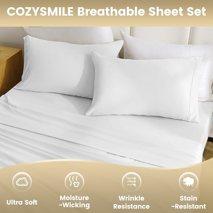 Full Sheet Set - 4 Piece Silky Ultra Soft Breathable Bed Sheet Set, Hotel - Image 4