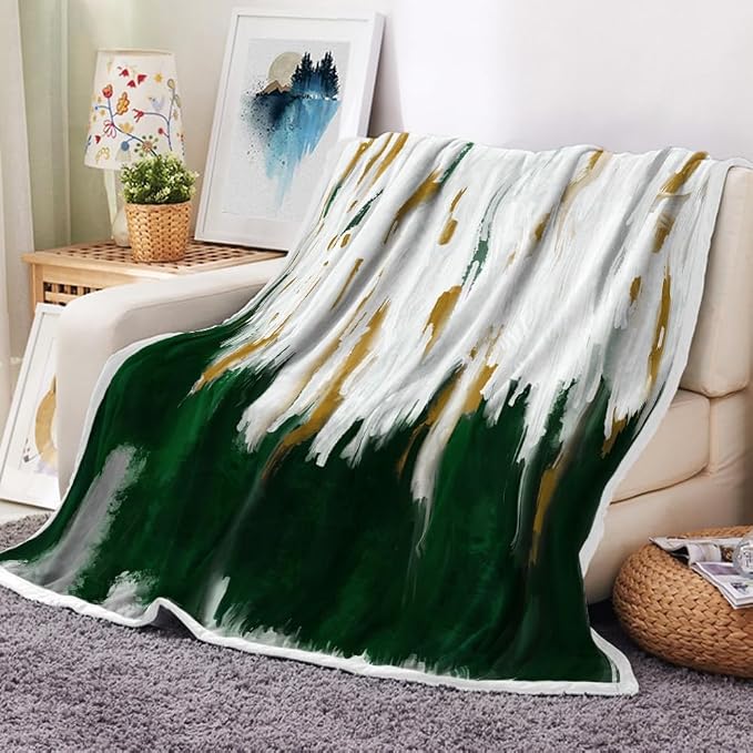 Abstract Ombre Throw Blankets, Modren Chic Art Oil Painting Cozy Warm Bed Couch by Uokiuki