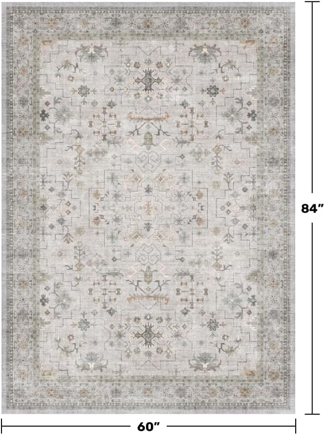 Boho Light Grey 5x7 Living Room Rug - Image 2