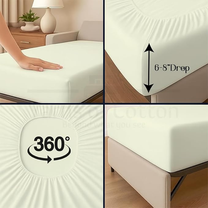 Sleeper Sofa 4 Piece Bed Sheet Set Premium Quality 100% Cotton 500 Thread Count - Image 9
