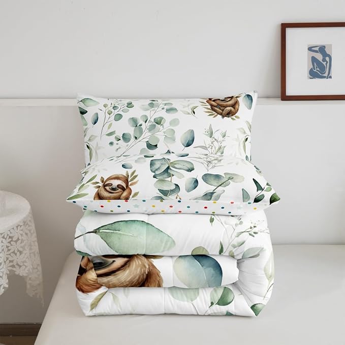 Erosebridal Girls Kawaii Animal Queen Bedding Sets Cute Sloth Comforter Set - Image 6