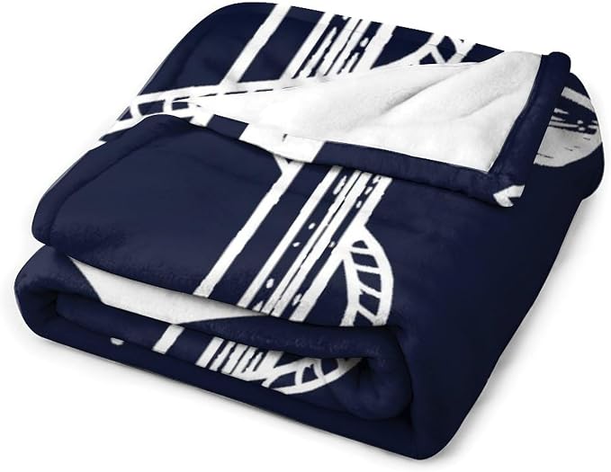 Anchor Blanket Retro Abstract Nautical Navy Blue White Soft Cozy Lightweight - Image 2