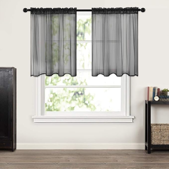 MIULEE 2 Panels Kitchen Tiers Half Window Sheer Halloween Curtains-Rod Pocket - Image 7