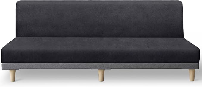 molasofa Leather Like Stretch Futon Slipcover Armless Futon Bed Sofa Cover by Molasofa