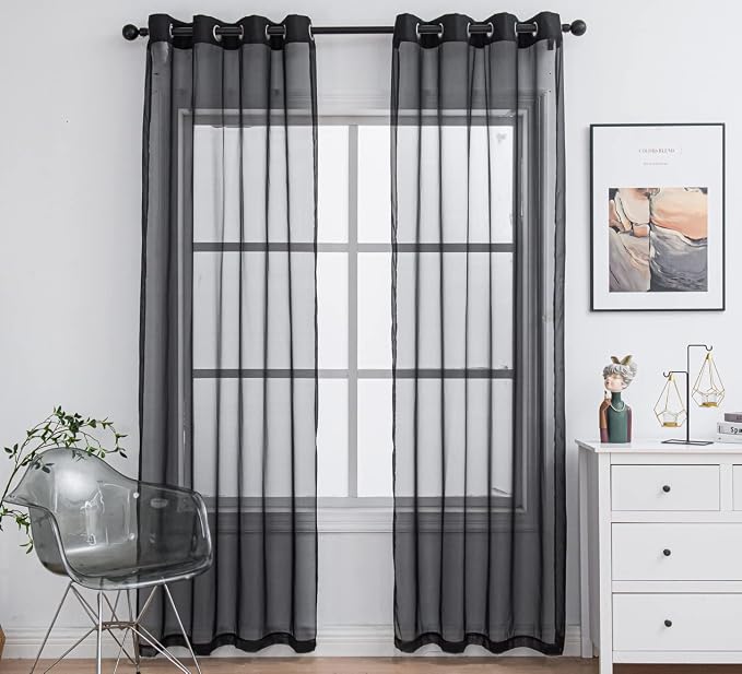 PI Sheer Curtains with Grommet, Airy Voile Textured, Modern Window Draperies by PI