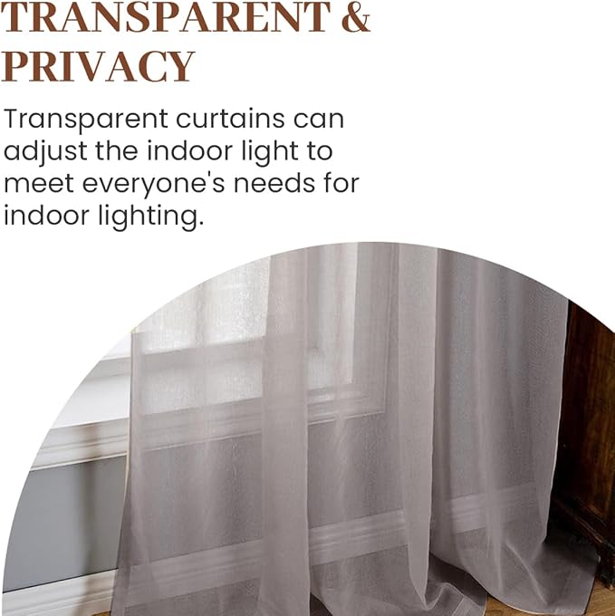 Dreaming Casa Grey Sheer Curtains 204 Inches Long, Rod Pocket & Back Tab Light - Image 4