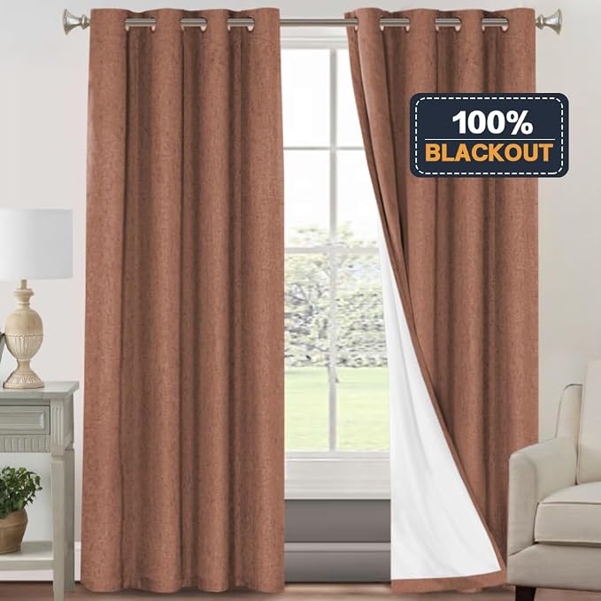 PrinceDeco Blackout Curtains for Bedroom 96 Inches Long Linen Look Curtains for - Image 6