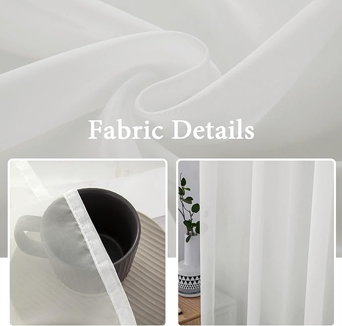 MIULEE 2 Panels Solid Color Sheer Window Curtains Elegant Window Voile - Image 3