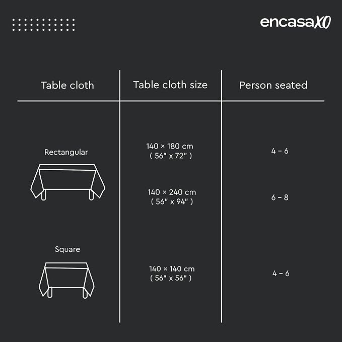 Encasa XO Square 56"x56" Tablecloth | Water-Repellent Polyester Dining Table - Image 3