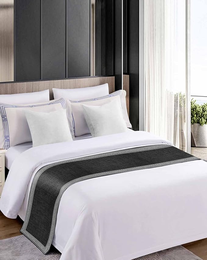 Greece Key Design Black White Bed Runners - Image 5