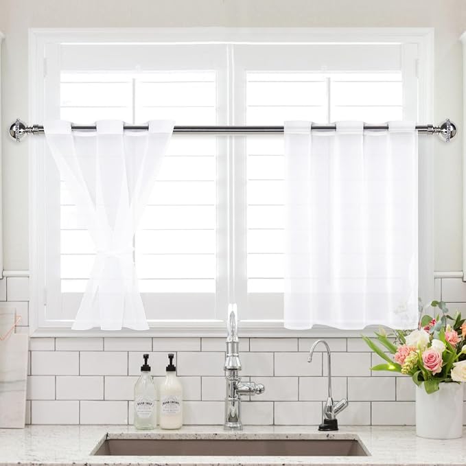 XWZO Sheer Curtains for Bedroom, Light Filtering, Gauzy & Breathable Solid - Image 2