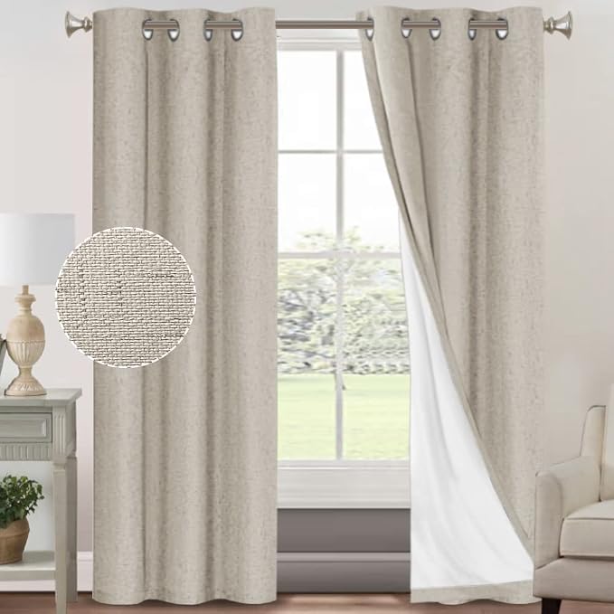 PrinceDeco 100% Blackout Curtains 84 Inches Length 2 Panels Set Blackout Linen - Image 9