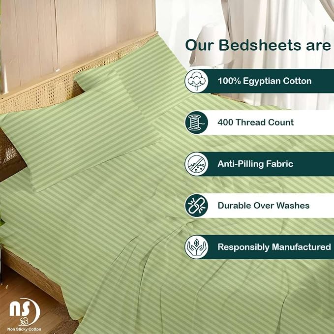 NON Sticky cotton Full Size Sleeper Sofa Sheets, 4 Piece Egyptian Cotton Bed - Image 2