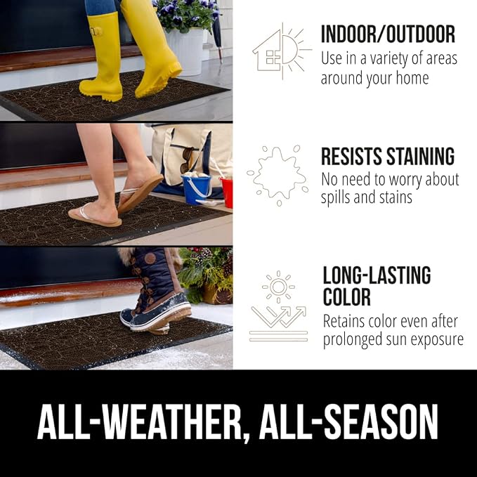 GORILLA GRIP 100% Waterproof All-Season WeatherMax Doormat, US Designed Natural - Image 3