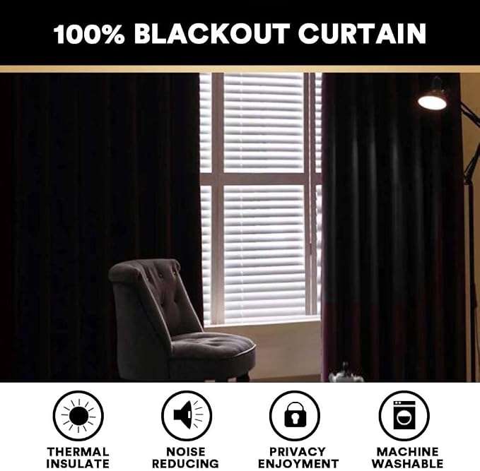 PrinceDeco Linen Blackout Curtains 100% Blackout Curtains 108 Inches Long Linen - Image 2