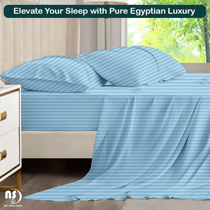 NON Sticky cotton Full Size Sleeper Sofa Sheets, 4 Piece Egyptian Cotton Bed - Image 5
