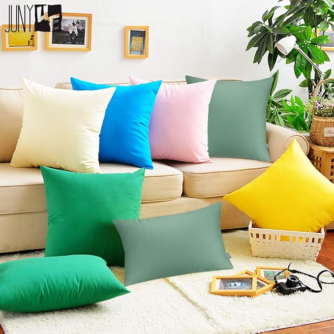 4-Pack 100% Cotton Lumbar Comfortable Solid Decorative Throw Pillow Case - Image 5