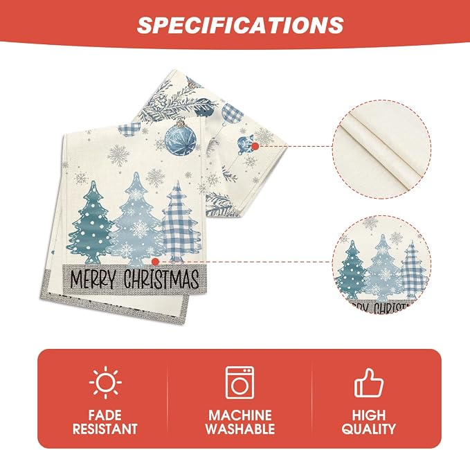 Artoid Mode Blue Pine Trees Merry Christmas Table Runner, Winter Xmas Holiday - Image 5