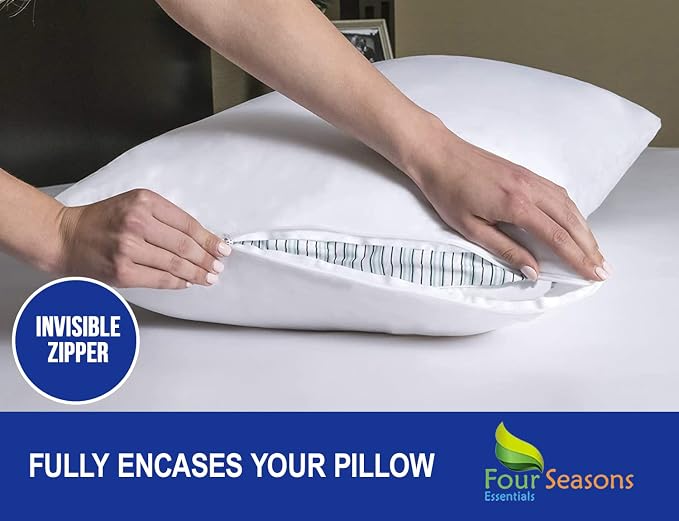 Standard Pillow Protectors – Zippered Waterproof Pillow Covers Hypoallergenic - Image 3
