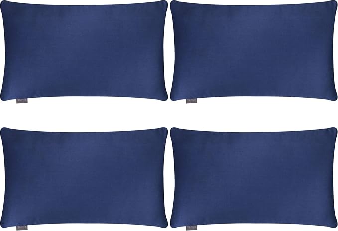 Thmyo 4-Pack 100% Cotton Lumbar Comfortable Solid Decorative Throw Pillow Case by Thmyo