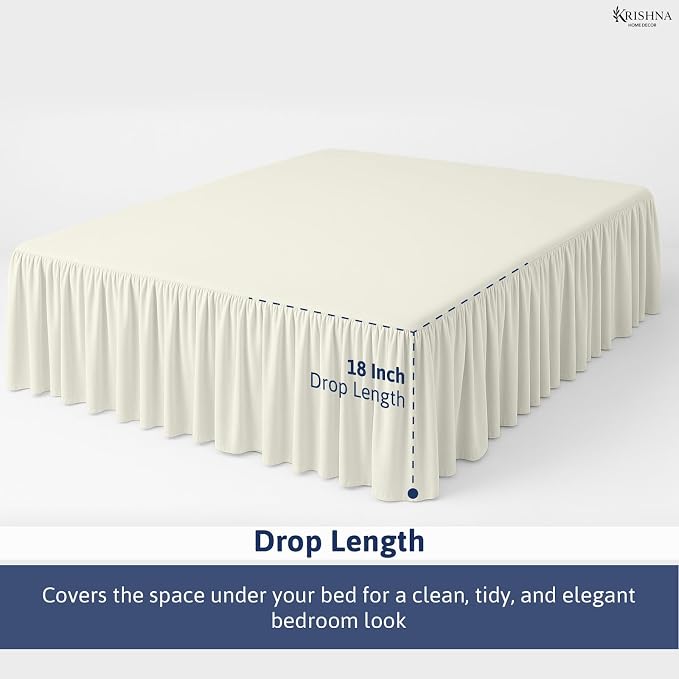 KRISHNA Ruffled Bed Skirt with Split Corners Queen, 100% Microfiber Hotel - Image 4