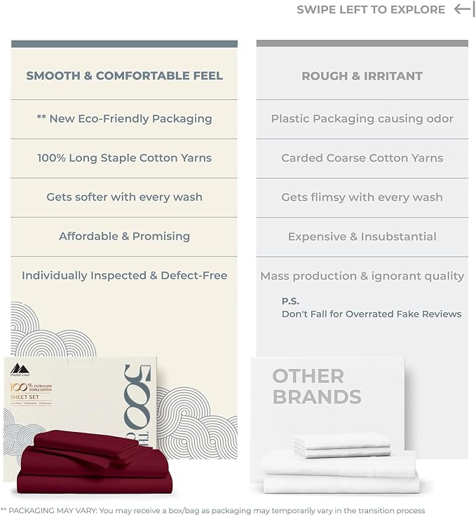 Mayfair Linen 500 Thread Count 100% Cotton Sheets King Size Bed Set - Image 2