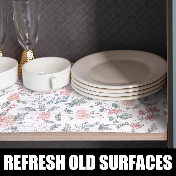 Floral Drawer and Shelf Liner for Cabinets, 12IN x 20FT Non-Adhesive and Strong - Image 3