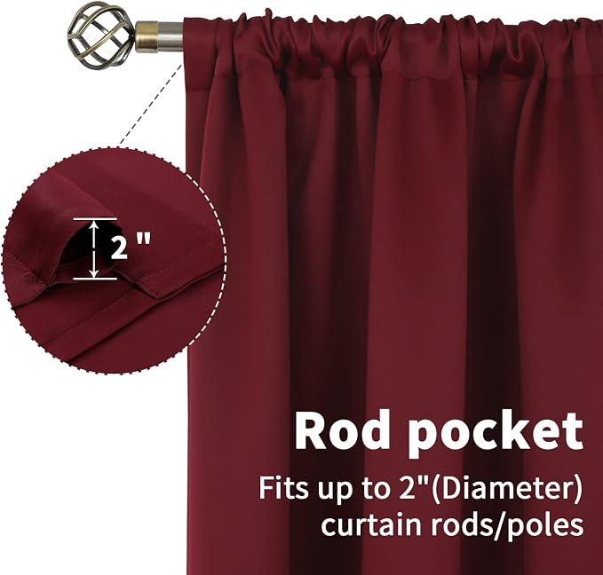 BGment Short Burgundy Blackout Curtains 45 Inches Length - Image 5