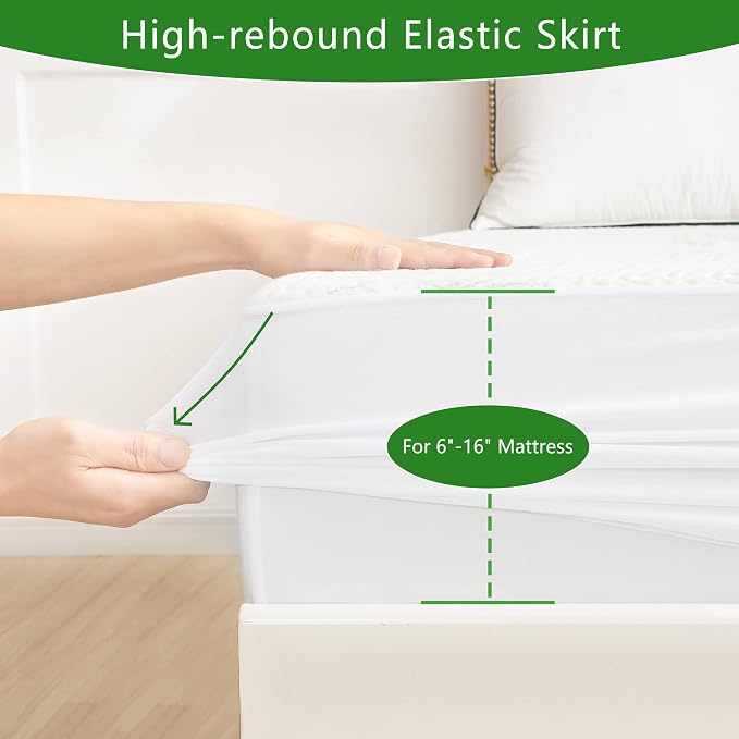 GOONIK Full Size Mattress Protector, Breathable Bamboo Viscose Waterproof Full - Image 5