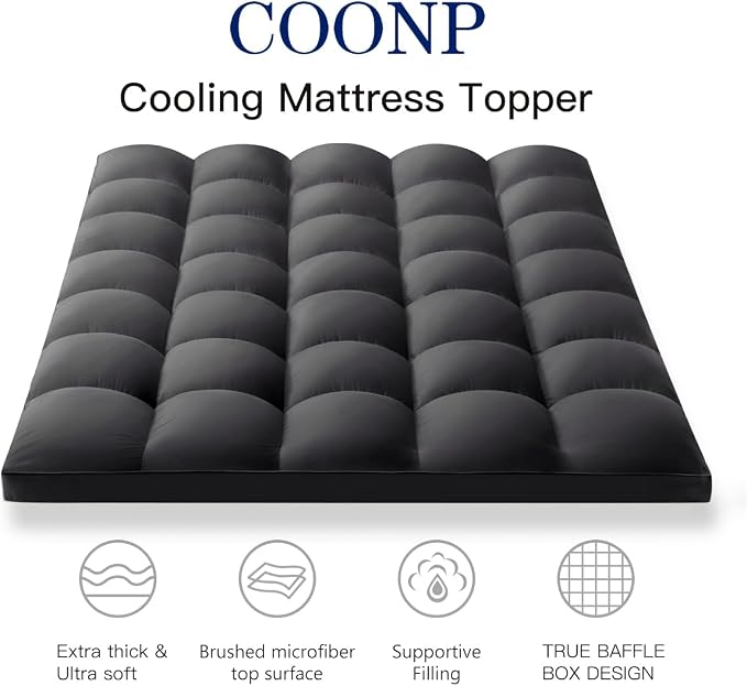 COONP Full Mattress Topper, Extra Thick Pillowtop, Cooling Plush Mattress Pad - Image 2