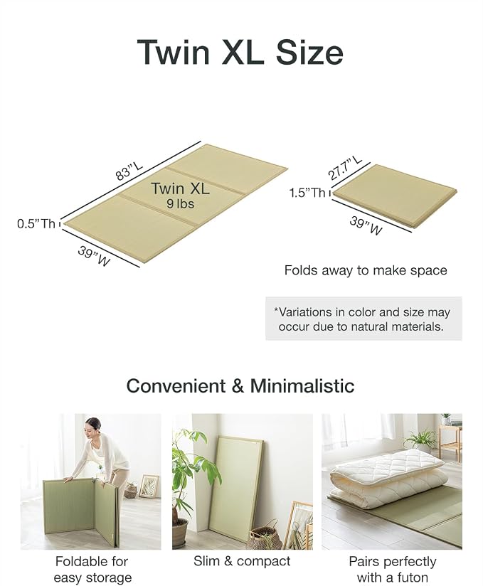 FULI Japanese Tatami Mattress, Tatami Rug, Igusa Mat Folds in Three, Made in - Image 2