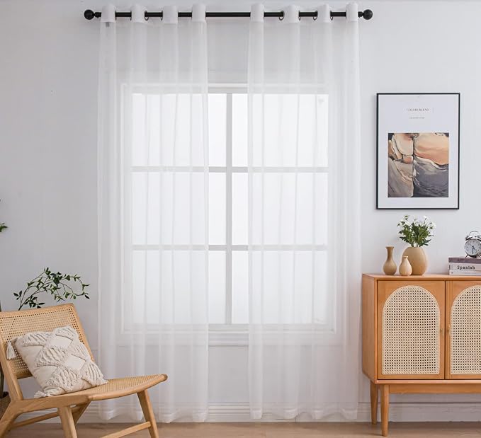 PI Outdoor Sheer Curtains Panels, Grommet Top Casual Voile Sheer Draperies by PI