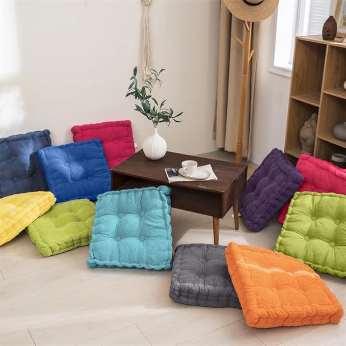 Meditation Floor Pillow Set of 2 Large Square and Round Floor Cushions - Image 6