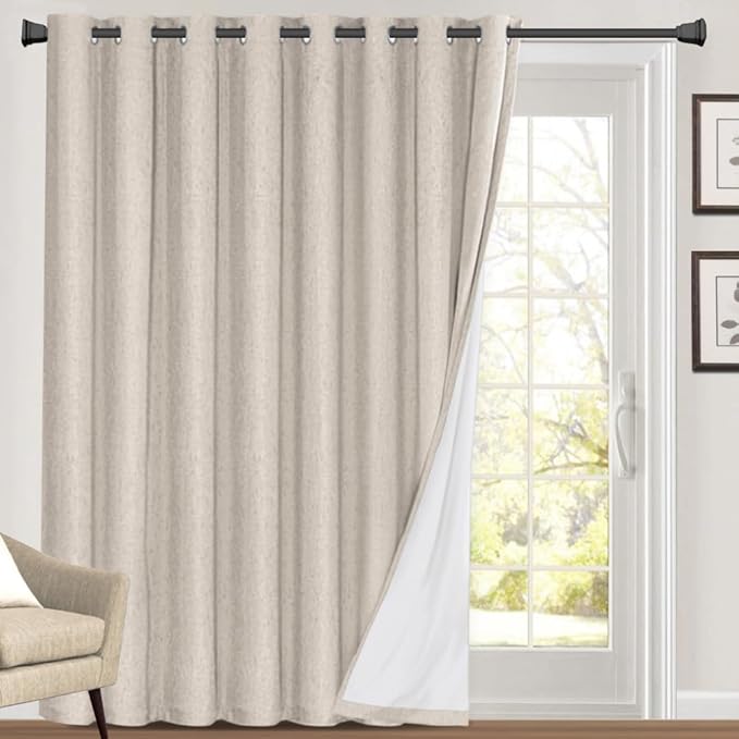 PrinceDeco Blackout Curtains 84 Inches Long Faux Linen Look Curtains by PrinceDeco
