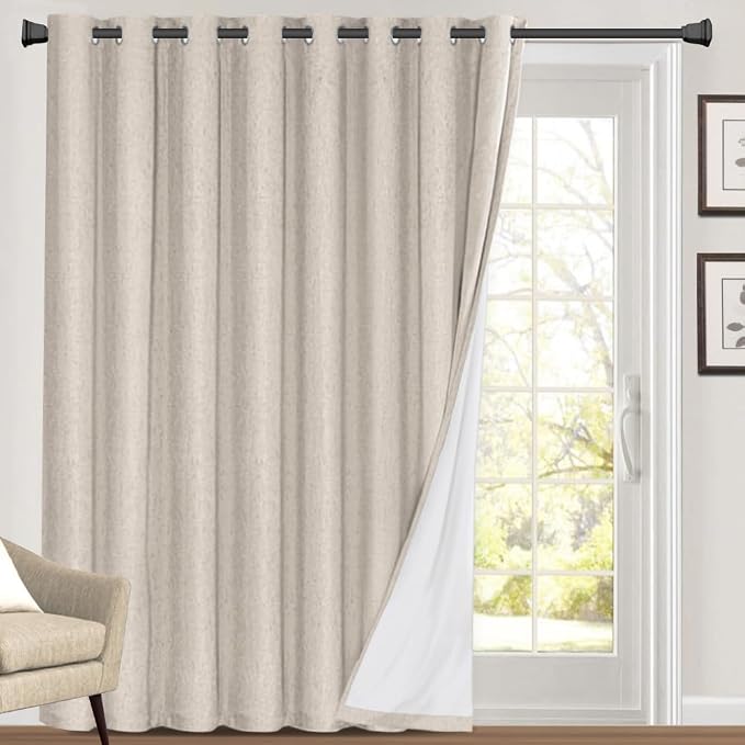 PrinceDeco Linen Blackout Curtains 100% Blackout Curtains 108 Inches Long Linen by PrinceDeco